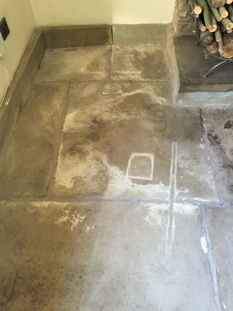 Flagstone floor before restoration in Chorley
