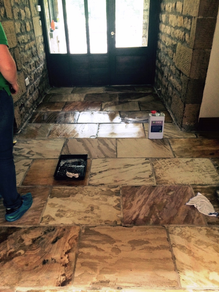 Indian sandstone floor Lancashire after restoration