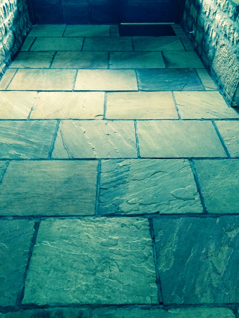 Indian sandstone floor Lancashire before restoration