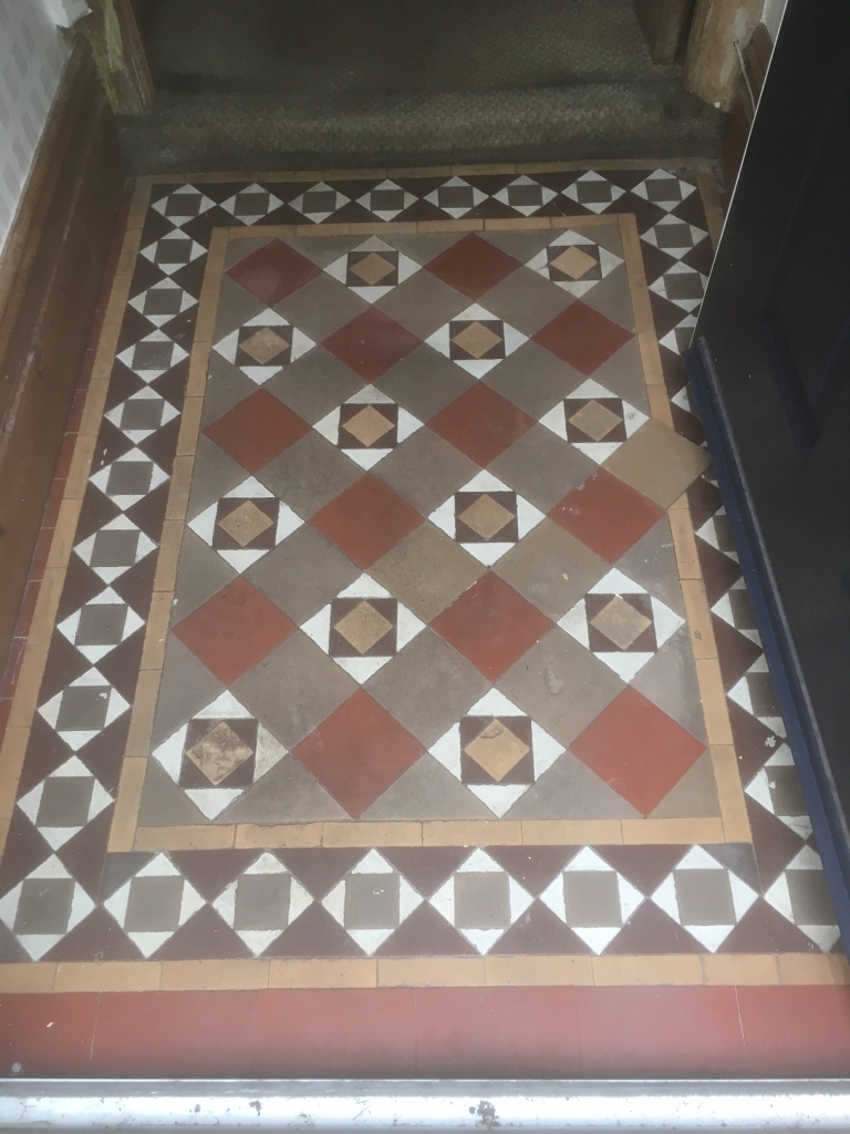 Edwardian Tiled Floor Before Cleaning in Lytham