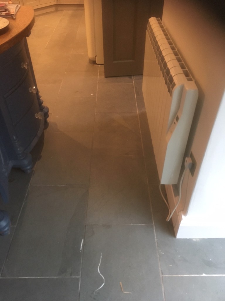 Semi-Riven Slate floor Before Cleaning Hornby