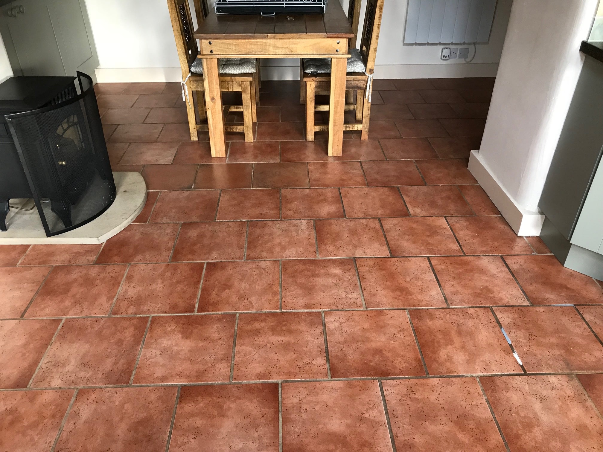 Ceramic Tiled Kitchen Floor Before Grout Colouring Ulverston