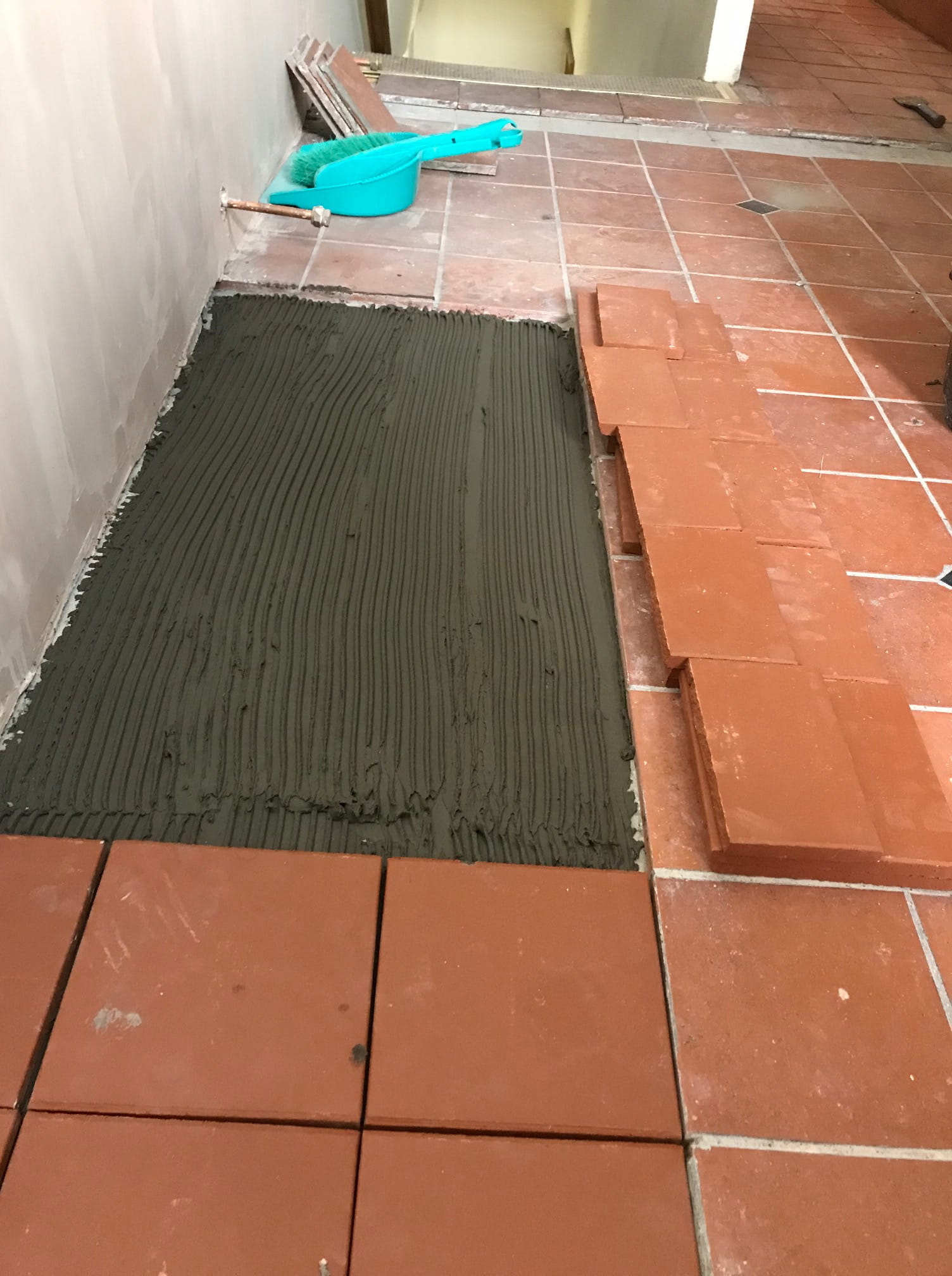 Quarry Tiled Floor Lancaster During Repair