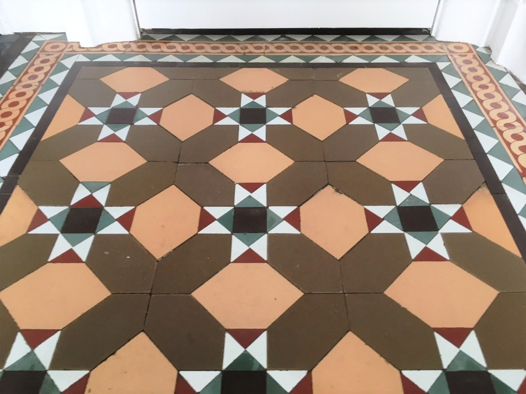 Victorian floor tiles after restoration Lancaster