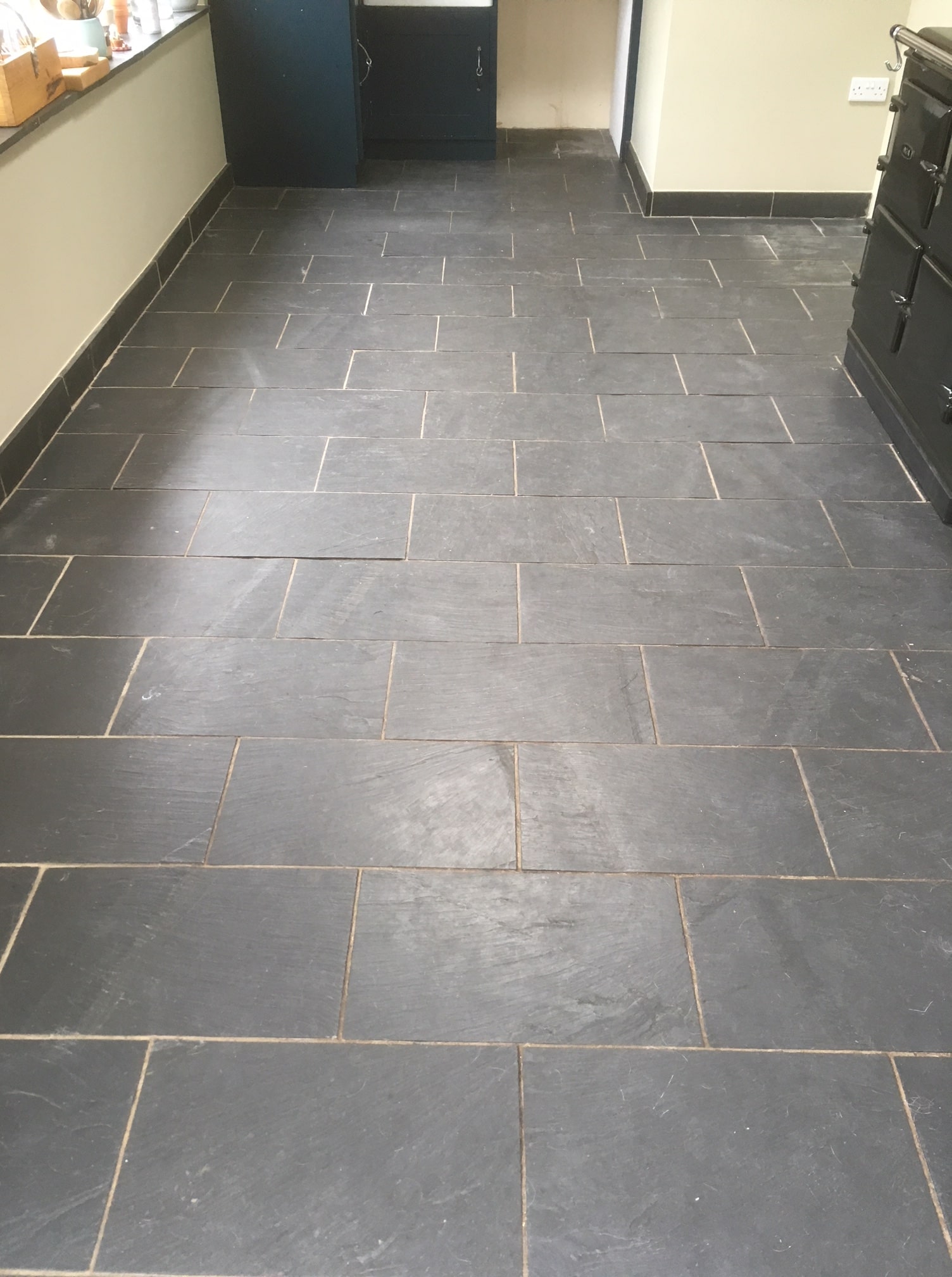 Slate Floor Before Cleaning High Bentham