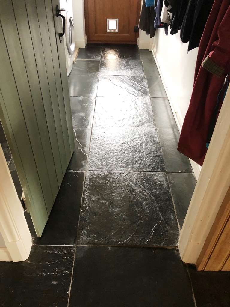 Rough Black Slate Floor After Cleaning Bentham