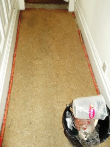 Victorian floor in Lancaster showing tile covered by Carpet 