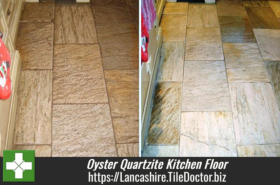 Oyster Quartzite Kitchen Floor Tiles Cleaned