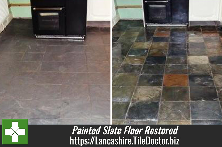 Painted Slate Floor Restored