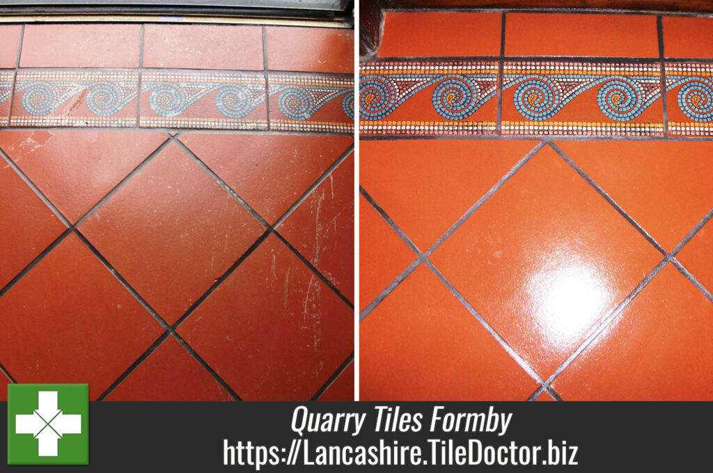 Varnished Quarry Tiles Cleaned and Sealed in Formby