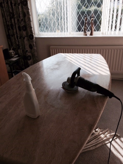 Travertine Table Top During Restoration Preston