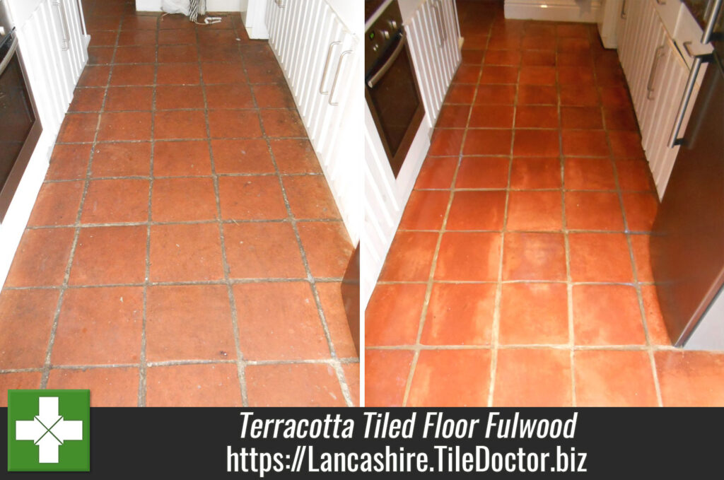 Badly Neglected Terracotta Tiled Floor Restored in Fulwood