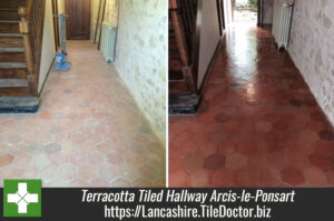 Cleaning and Sealing tiles at a French chateau in Arcis-le-Ponsart, France