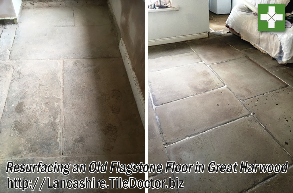 Old Flagstone Floor Before and After Restoration in Great Harwood