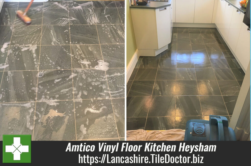 Amtico Vinyl Floor Tiles Cleaned and Sealed in a Heysham Kitchen