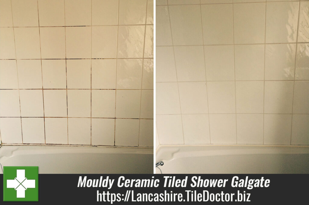 Cleaning and Sealing a Mouldy Ceramic Tiled Shower in Galgate