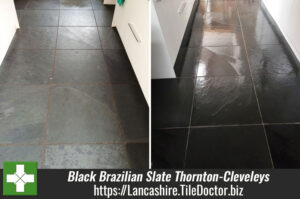 Fantastic Black Brazilian Slate Tiles Rejuvenated in Thornton-Cleveleys