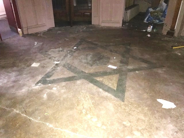 Mosaic Terrazzo Floor Llandudno Restaurant Before Restoration