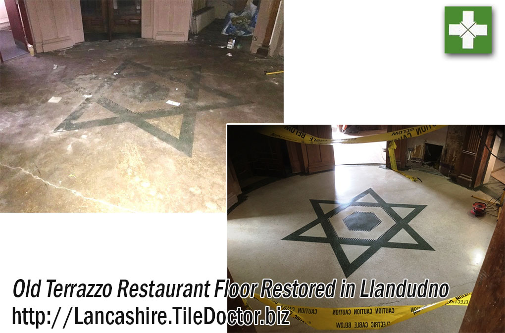 Terrazzo Floor Before and After Restoration Llandudno