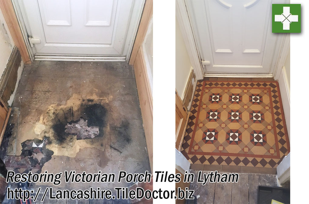 Victorian Tiled Porch Before and After Restoration Lytham