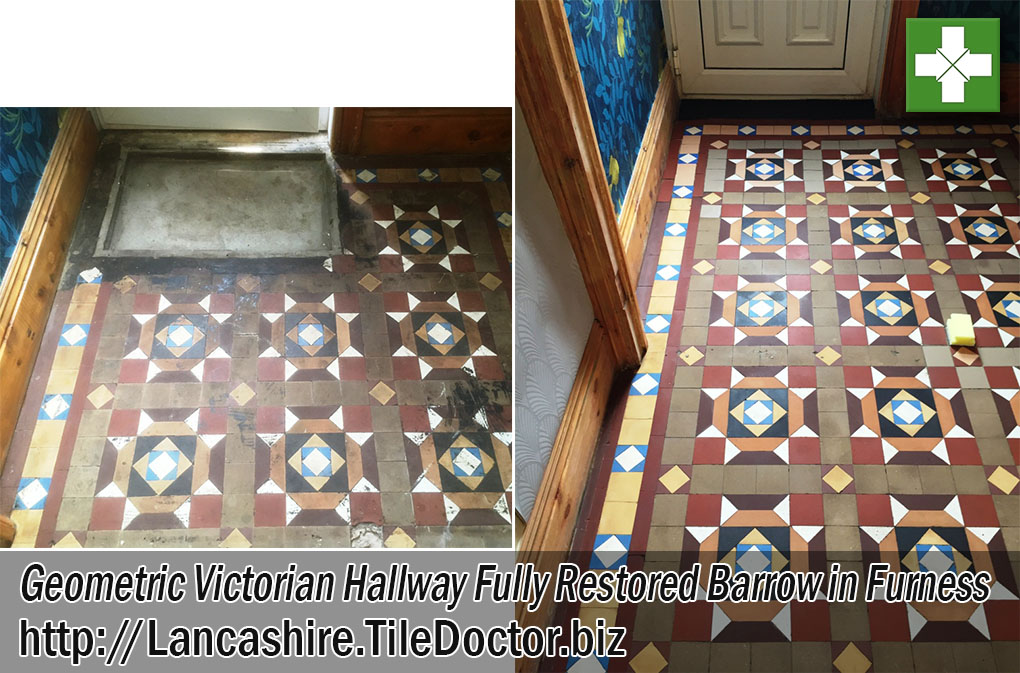 Victorian Hallway Floor Before and After Restoration in Barrow in Furness