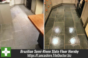 Brazilian Grey-Green Semi-Riven Slate Floor Hornby Kitchen