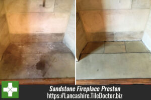 Cleaning a Sandstone Fireplace and Victorian Floor Tiles Preston