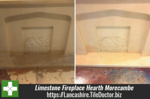 Limestone Fireplace Hearths Stained by Flooding Rejuvenated in Morecambe