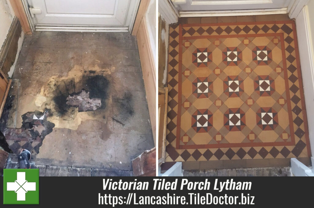 Victorian Tiled Porch Hidden Under Vinyl Restored in Lytham