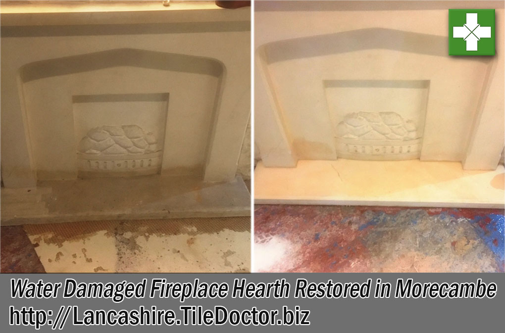 Water Damaged Fireplace Hearth Before and After Renovation Morecambe