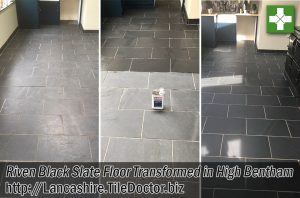 Slate Tiled Kitchen Floor Before and After Cleaning High Bentham