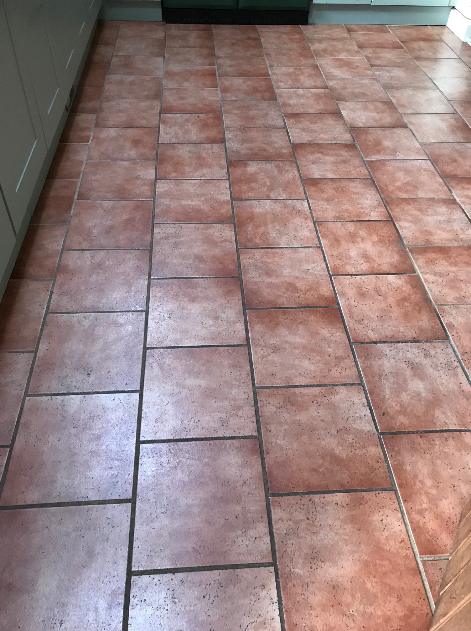 Ceramic Tiled Kitchen Floor Before Grout Colouring Ulverston