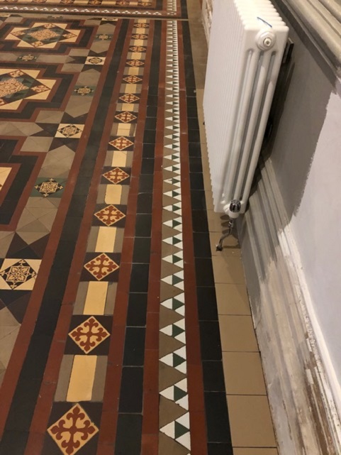 Victorian Tiled Floor Stone Cross Manor Hall After Restoration