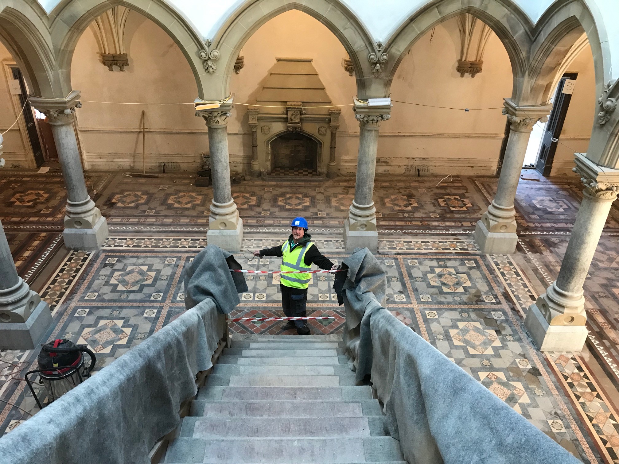 Victorian Tiled Stone Cross Manor Hall Before Restoration