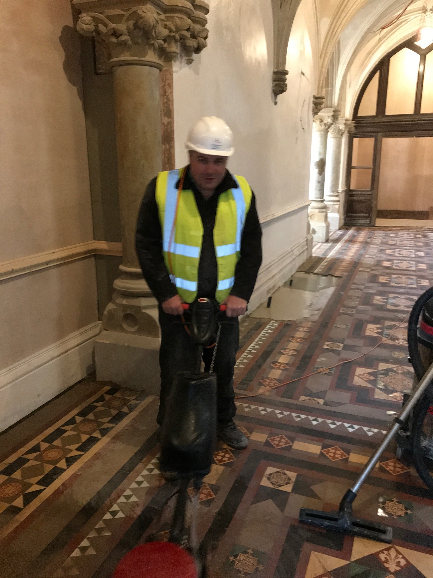 Victorian Tiled Stone Cross Manor Hall During Restoration