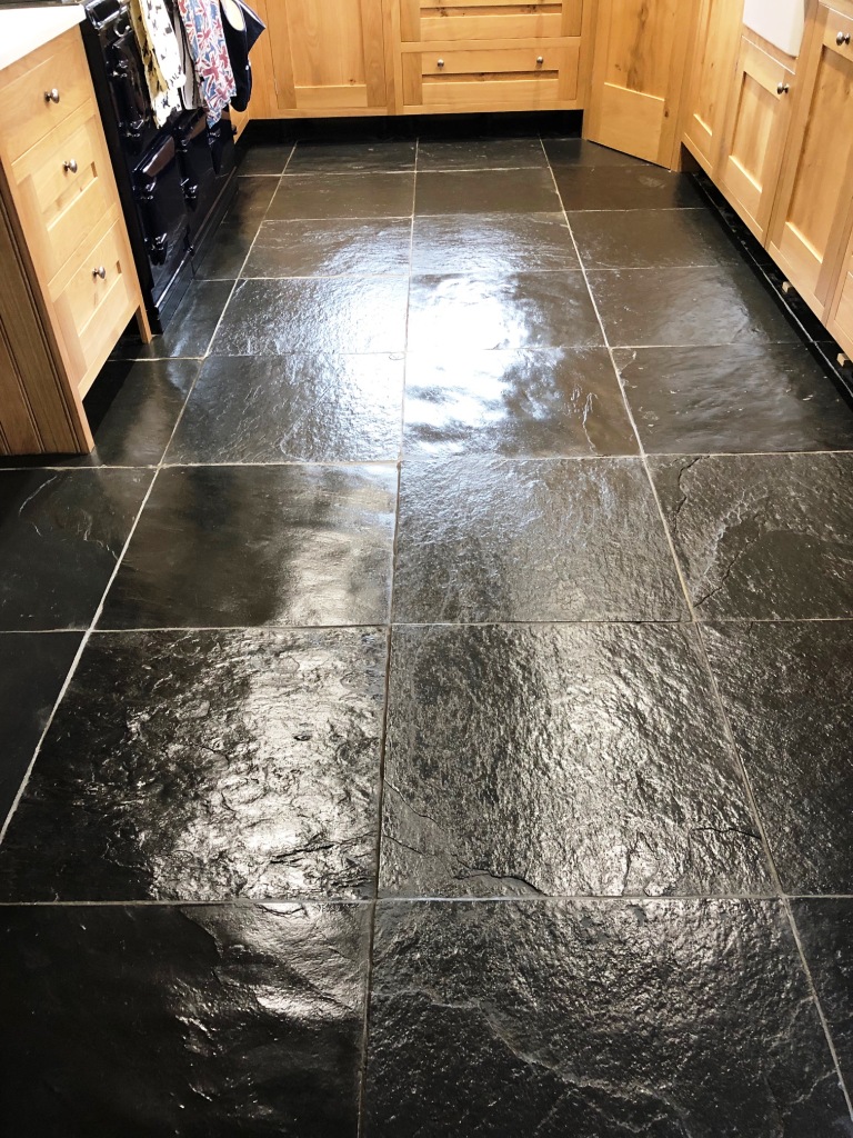 Rough Black Slate Floor After Cleaning Bentham