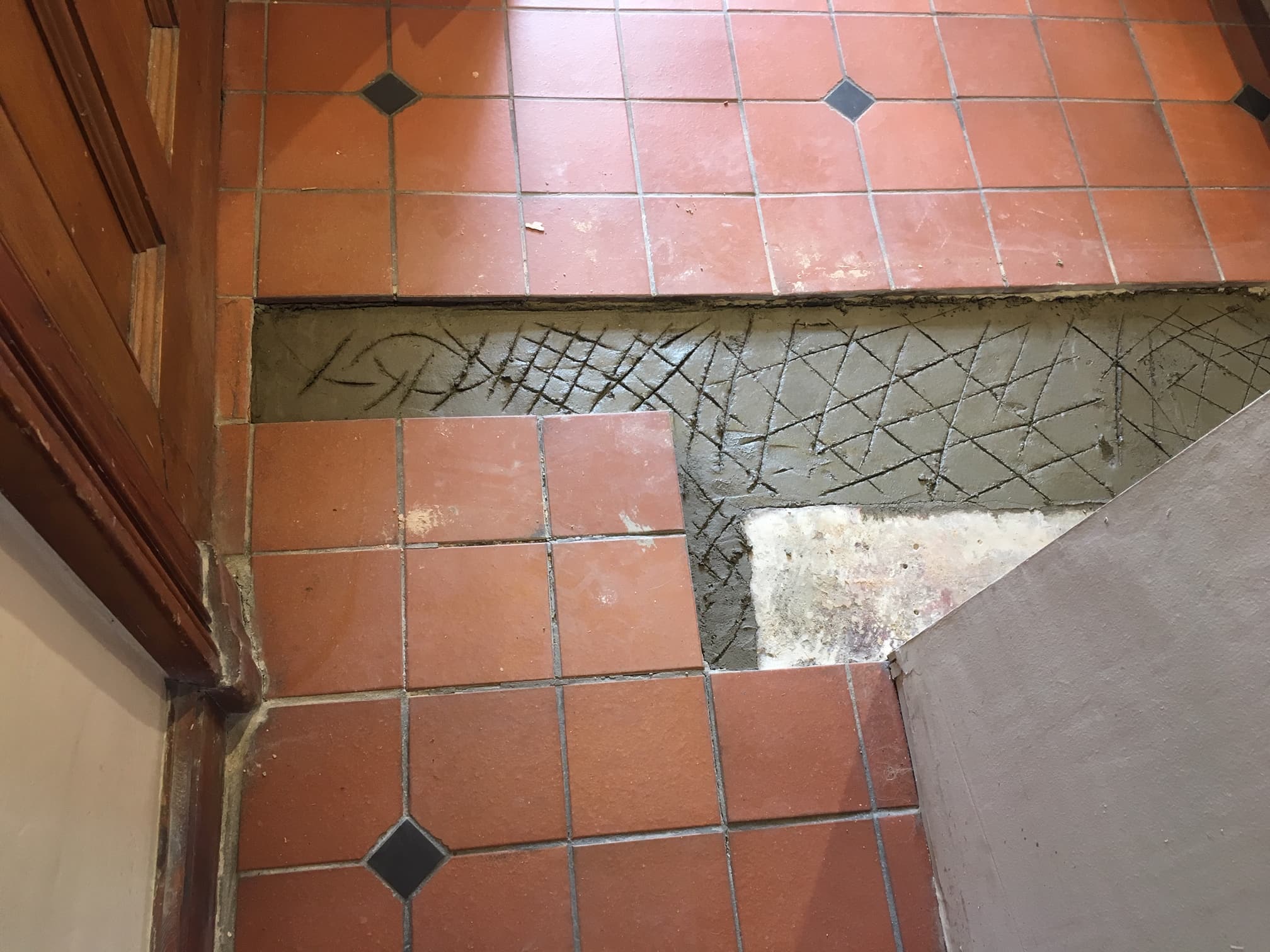 Quarry Tiled Floor Lancaster During Repair