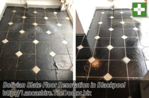 Bolivian Black Slate Floor Before After Renovation Blackpool