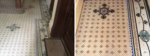 Original Victorian Tiled Floor Before and After Cleaning Lytham St Annes