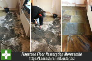 Flagstone Floor Before After Restoration Morecambe