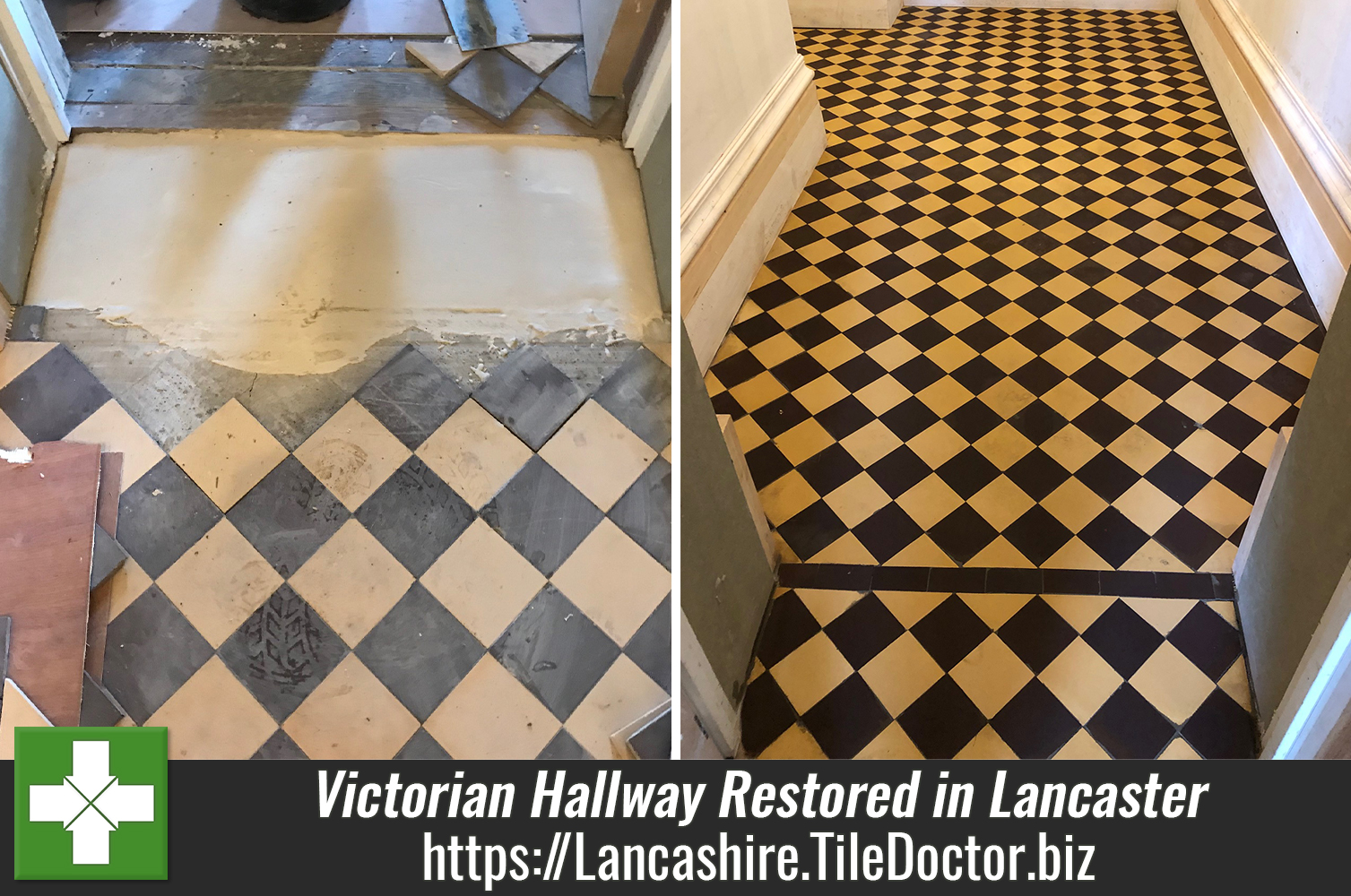 Victorian Hallway Floor Before After Restoration Lancaster