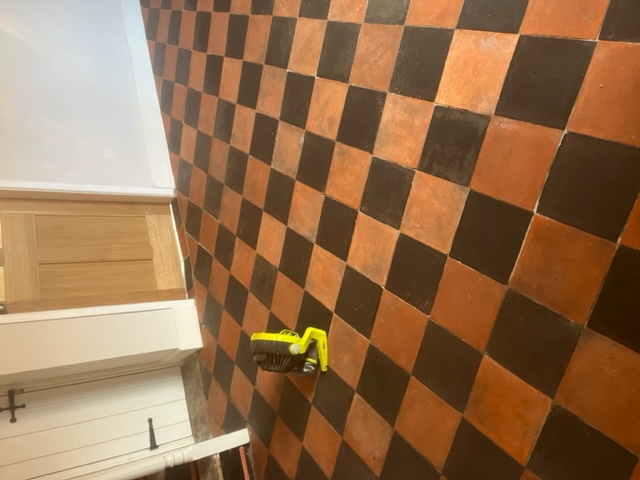 Red and Black Victorian Tiled Floor After Cleaning Sealing Lytham St Annes