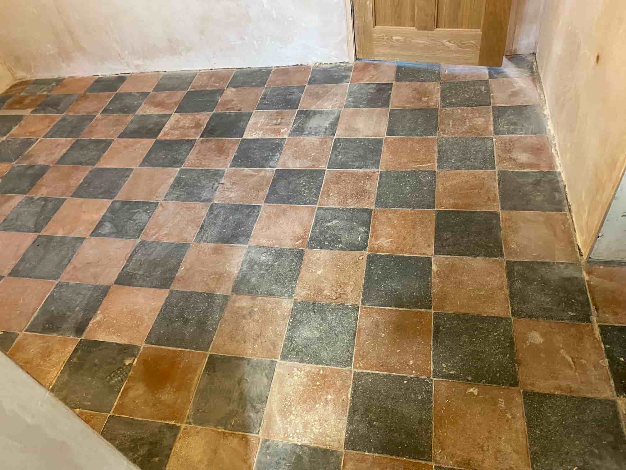 Red and Black Victorian Tiled Floor Before Cleaning Lytham St Annes