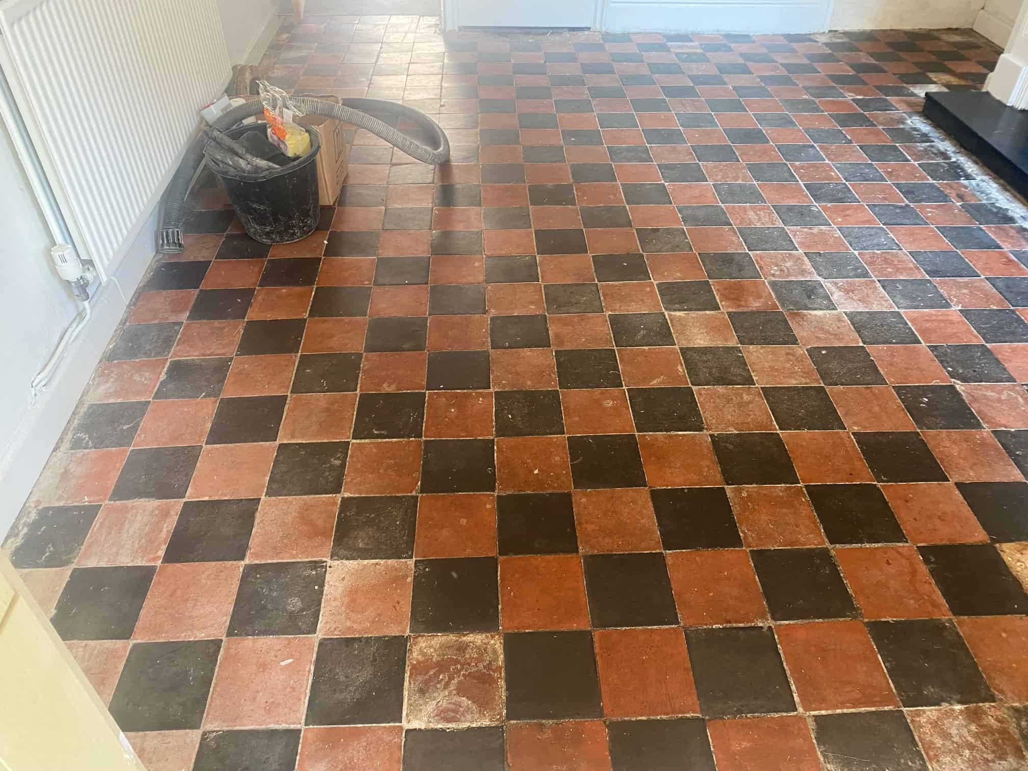 Red And Black Victorian Tiled Floor Dorchester Pattern Before Cleaning Lancaster