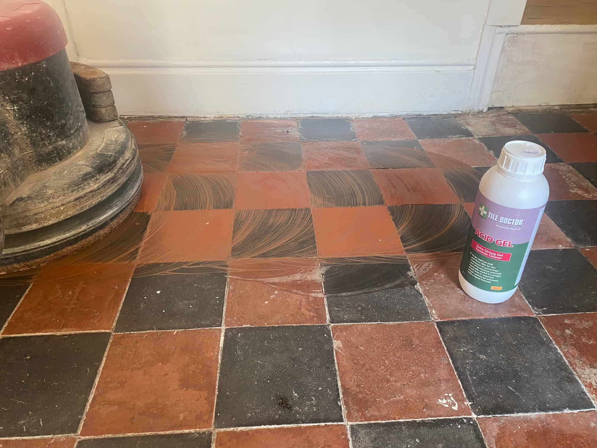 Red And Black Victorian Tiled Floor Dorchester Pattern During Cleaning Lancaster