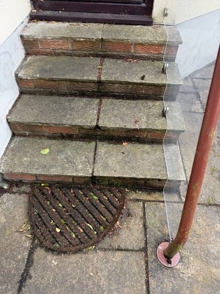 Patio Steps Before Cleaning Over Kellet