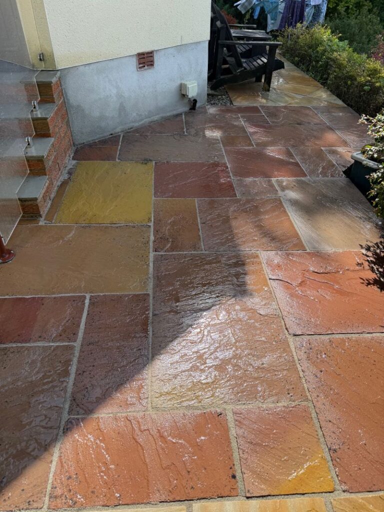 Sandstone Patio After Cleaning Over Kellet