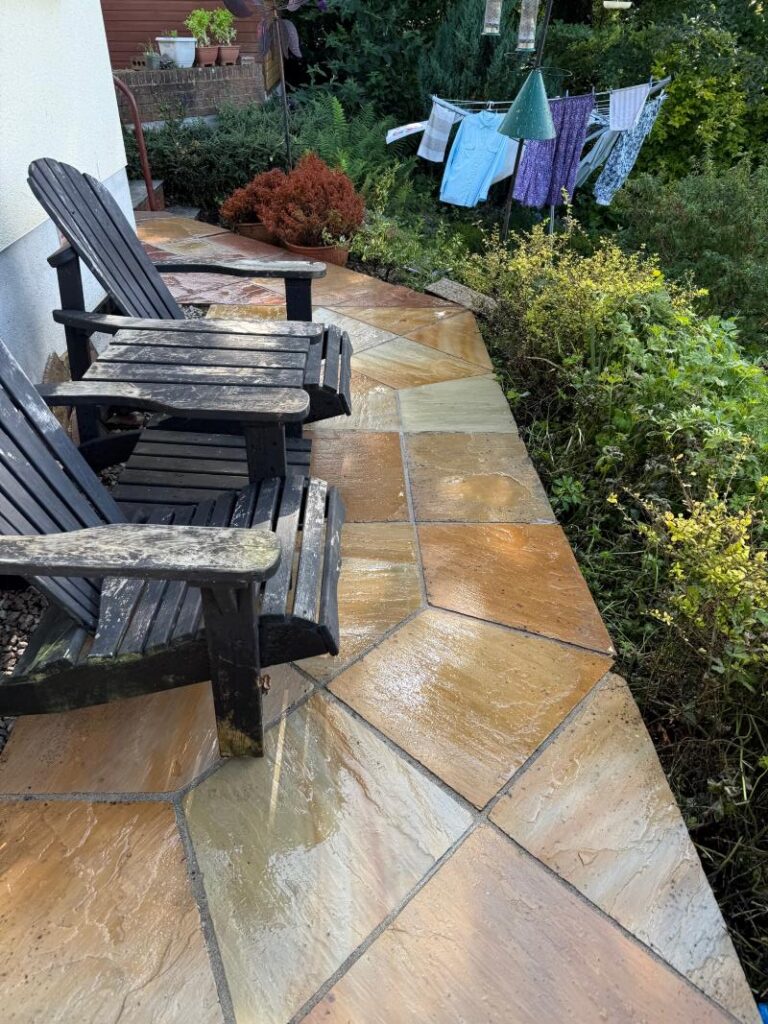 Sandstone Patio After Cleaning Over Kellet