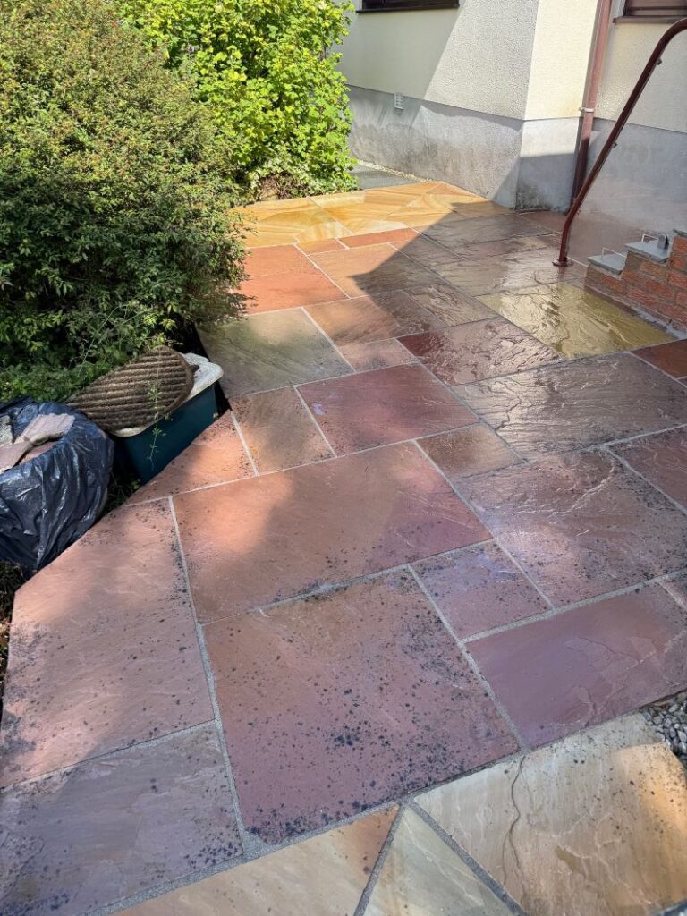 Sandstone Patio After Cleaning Over Kellet