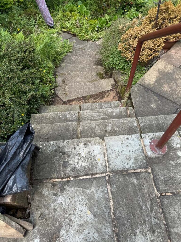 Sandstone Patio Before Cleaning Over Kellet